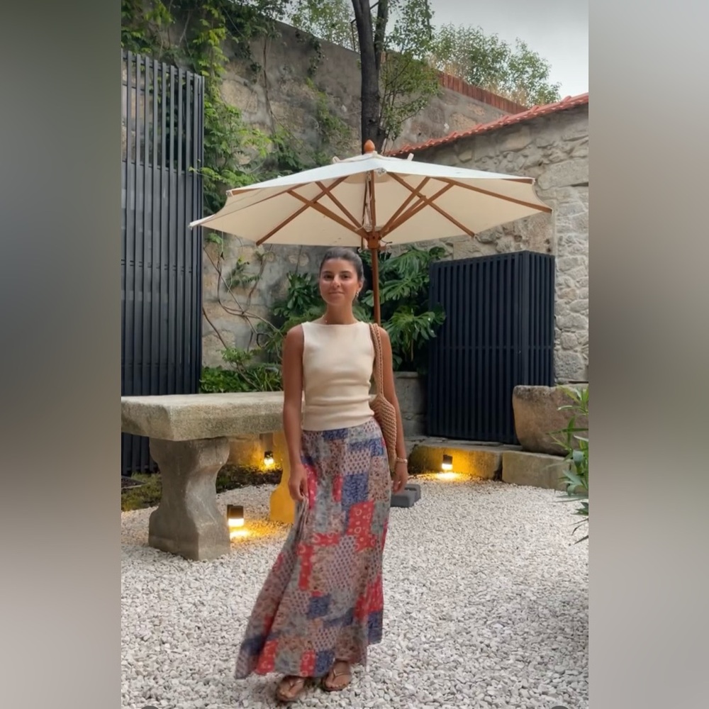 Boho Patchwork Maxi Skirt with Cream Knit Tank(top) not included)